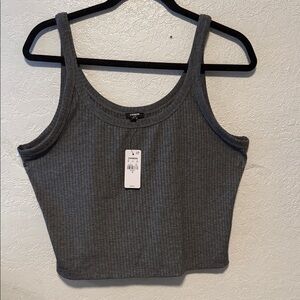 NWT- XL Express Ribbed Tank Crop Top in Charcoal